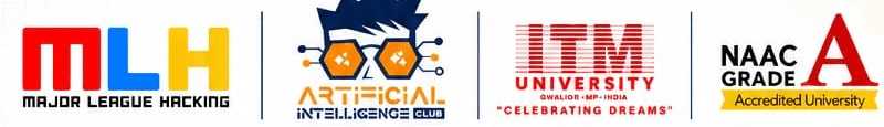 Major League Hacking, Artificial Intelligence Club, ITM University and NAAC Grade A logos